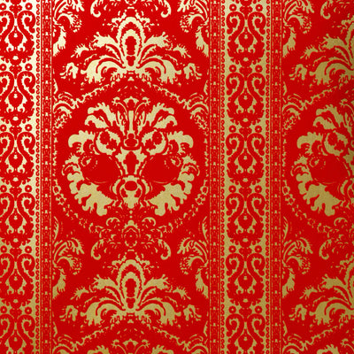product image of St. Moritz Velvet Flock Wallpaper in Scarlet/Champagne by Burke Decor 564