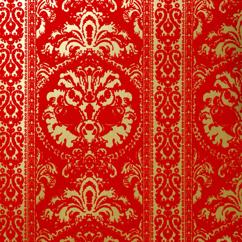 media image for St. Moritz Velvet Flock Wallpaper in Scarlet/Champagne by Burke Decor 215