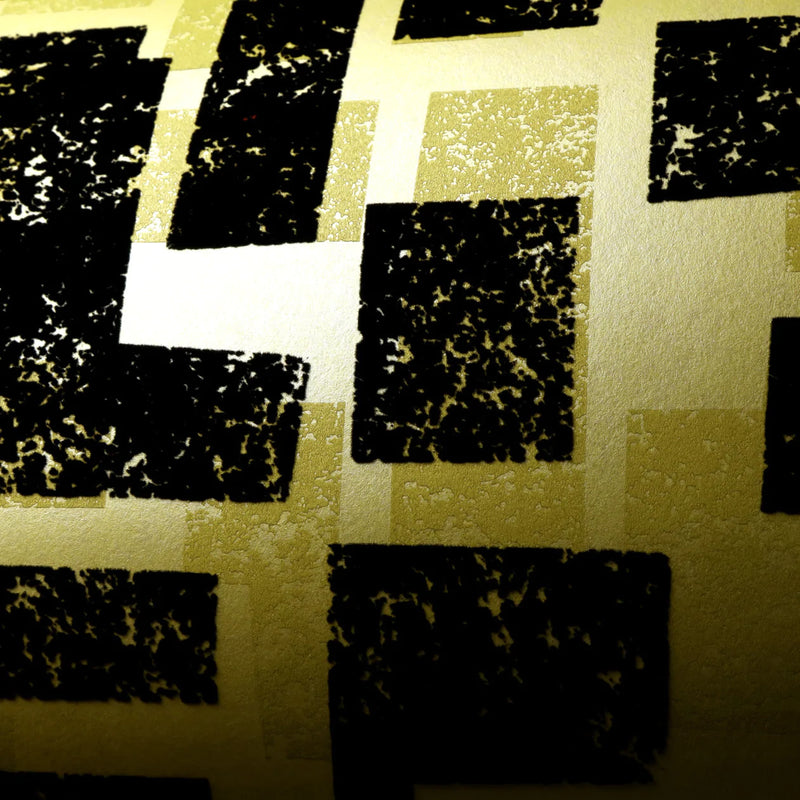 media image for Retro Blocks Velvet Flock Wallpaper in Black/Gold by Burke Decor 211