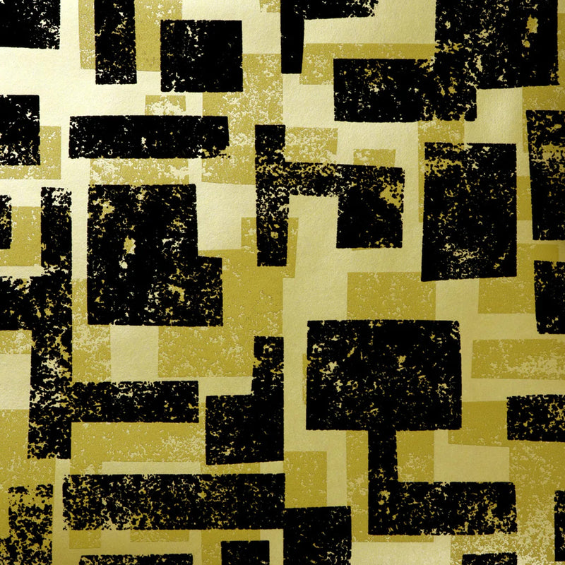 media image for Retro Blocks Velvet Flock Wallpaper in Black/Gold by Burke Decor 296
