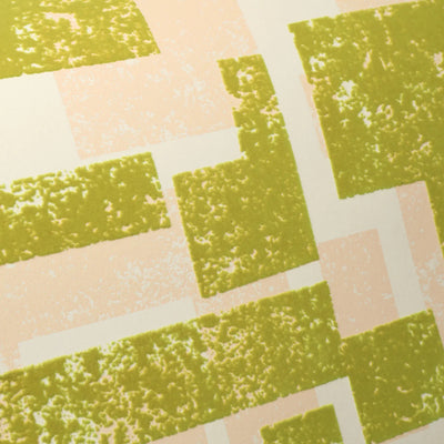 product image for Retro Blocks Velvet Flock Wallpaper in Lime/Beige by Burke Decor 94