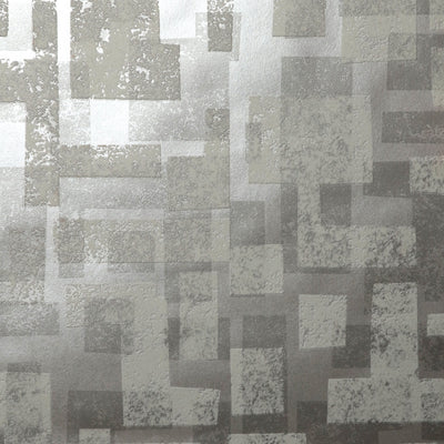 product image for Retro Blocks Velvet Flock Wallpaper in White/Silver by Burke Decor 1