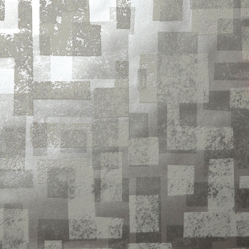media image for Retro Blocks Velvet Flock Wallpaper in White/Silver by Burke Decor 241