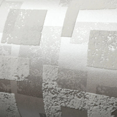 product image for Retro Blocks Velvet Flock Wallpaper in White/Silver by Burke Decor 35
