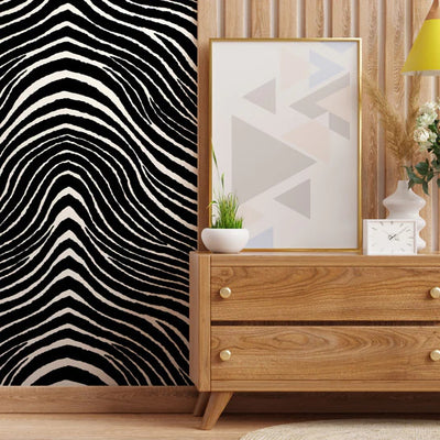 product image for Zebra Stripes Velvet Flock Wallpaper in Black/White by Burke Decor 82