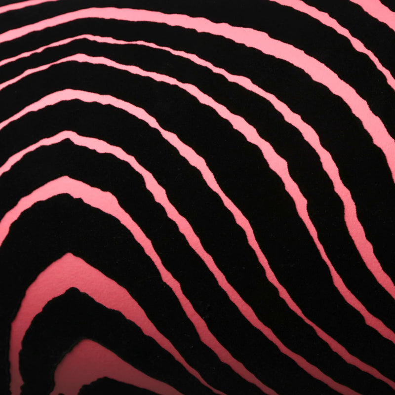 media image for Zebra Stripes Velvet Flock Wallpaper in Black/Pink by Burke Decor 252
