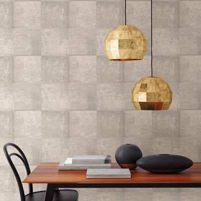 product image for Vela Distressed Geometric Wallpaper in Ivory from the Polished Collection by Brewster Home Fashions 48