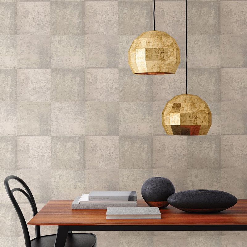 media image for Vela Distressed Geometric Wallpaper in Ivory from the Polished Collection by Brewster Home Fashions 245