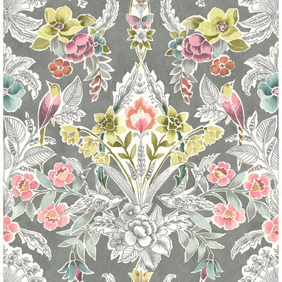 product image for Vera Floral Damask Wallpaper in Multicolor from the Bluebell Collection by Brewster Home Fashions 65