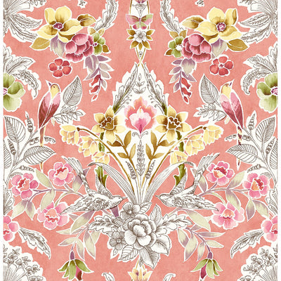 product image for Vera Floral Damask Wallpaper in Pink from the Bluebell Collection by Brewster Home Fashions 86