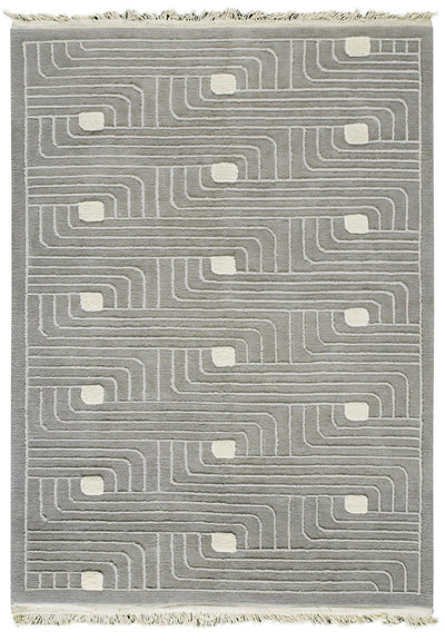 product image for Verona Collection Hand Woven Wool and Viscose Area Rug in Grey design by Mat the Basics 26