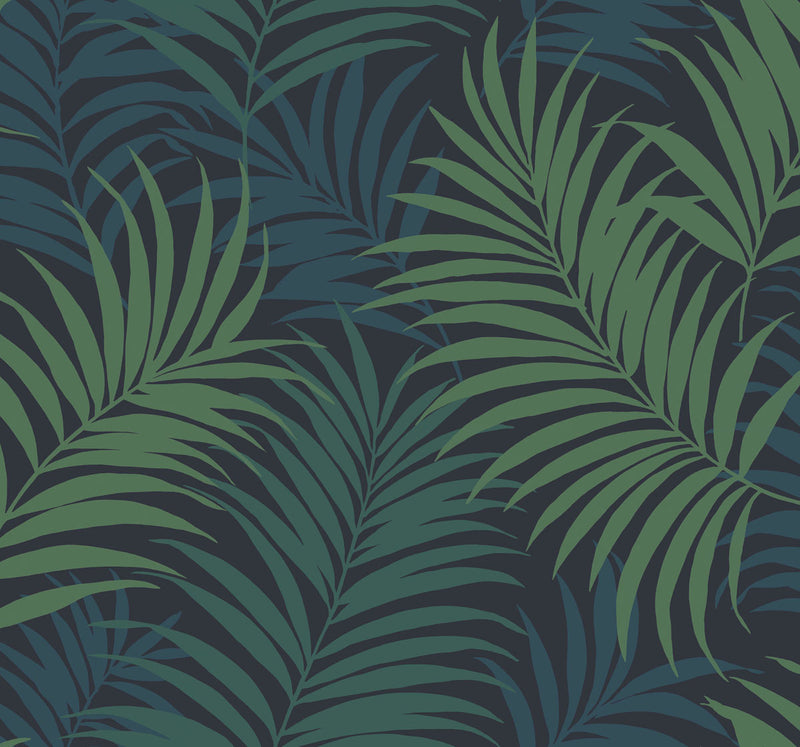 media image for sample via palma wallpaper in midnight blue and juniper from the luxe retreat collection by seabrook wallcoverings 1 291