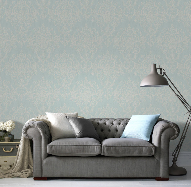 media image for Victorian Damask Wallpaper in Duck Egg from the Empress Collection by Graham & Brown 217