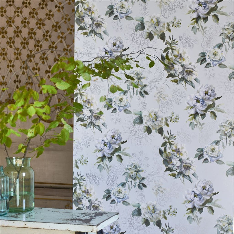 media image for Victorine Wallpaper in Cloud from the Mandora Collection by Designers Guild 276