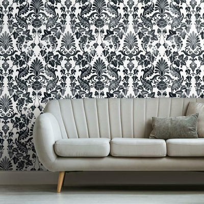 product image for Vine Damask Peel & Stick Wallpaper in Black by RoomMates for York Wallcoverings 51