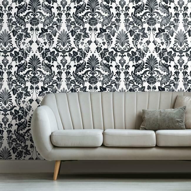 media image for Vine Damask Peel & Stick Wallpaper in Black by RoomMates for York Wallcoverings 276