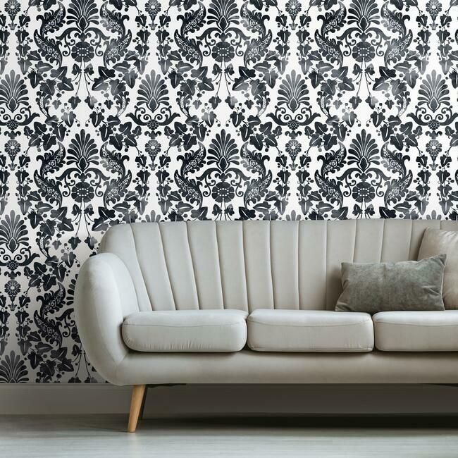 media image for Vine Damask Peel & Stick Wallpaper in Black by RoomMates for York Wallcoverings 278