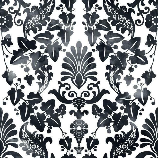 media image for Vine Damask Peel & Stick Wallpaper in Black by RoomMates for York Wallcoverings 213