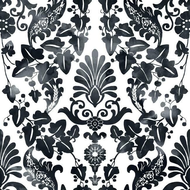 media image for Vine Damask Peel & Stick Wallpaper in Black by RoomMates for York Wallcoverings 273