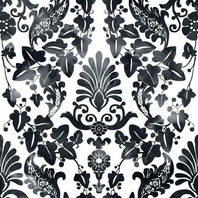 product image of sample vine damask peel stick wallpaper in black by roommates for york wallcoverings 1 582