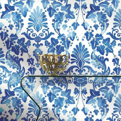 product image for Vine Damask Peel & Stick Wallpaper in Blue by RoomMates for York Wallcoverings 58
