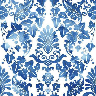 product image of sample vine damask peel stick wallpaper in blue by roommates for york wallcoverings 1 581
