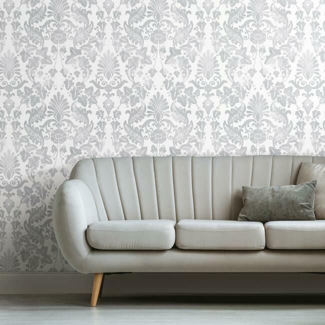 media image for Vine Damask Peel & Stick Wallpaper in Grey by RoomMates for York Wallcoverings 263