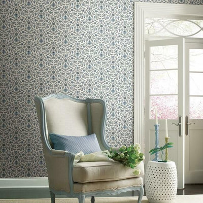 product image for Vintage Blooms Wallpaper in Blue from the Grandmillennial Collection by York Wallcoverings 85