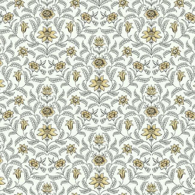 media image for Vintage Blooms Wallpaper in Yellow from the Grandmillennial Collection by York Wallcoverings 227