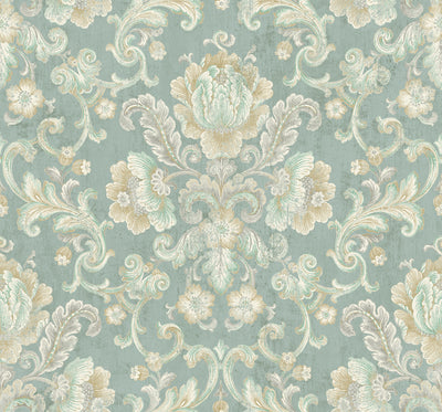 product image of Vintage Cameo Wallpaper in Seafoam from the Vintage Home 2 Collection by Wallquest 520