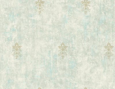 product image of Vintage Fleur de lis Wallpaper in Seafoam from the Vintage Home 2 Collection by Wallquest 562