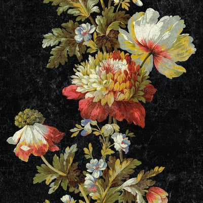 product image of sample vintage floral stripe peel stick wallpaper in black by roommates for york wallcoverings 1 537