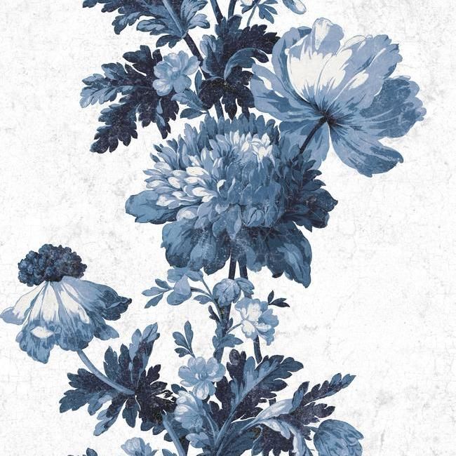 media image for sample vintage floral stripe peel stick wallpaper in blue by roommates for york wallcoverings 1 281