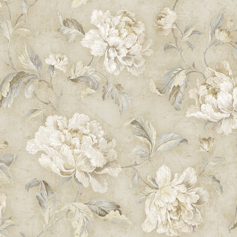 media image for sample vintage floral trail wallpaper in sand from the vintage home 2 collection by wallquest 1 229