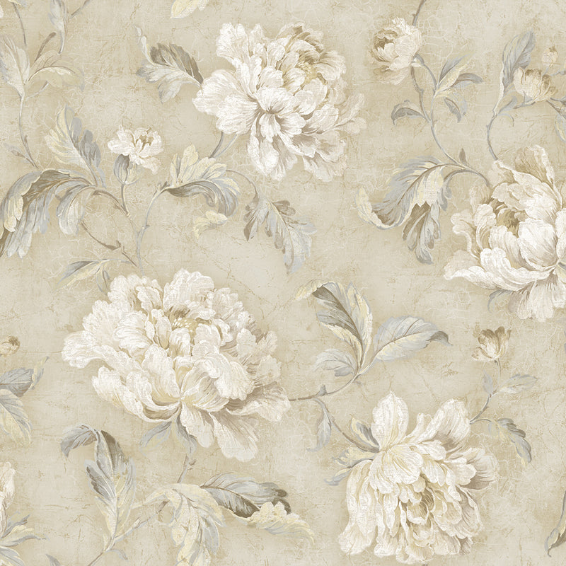 media image for sample vintage floral trail wallpaper in sand from the vintage home 2 collection by wallquest 1 247