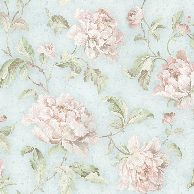 Shop Sample Vintage Floral Trail Wallpaper in Spring Blue from the