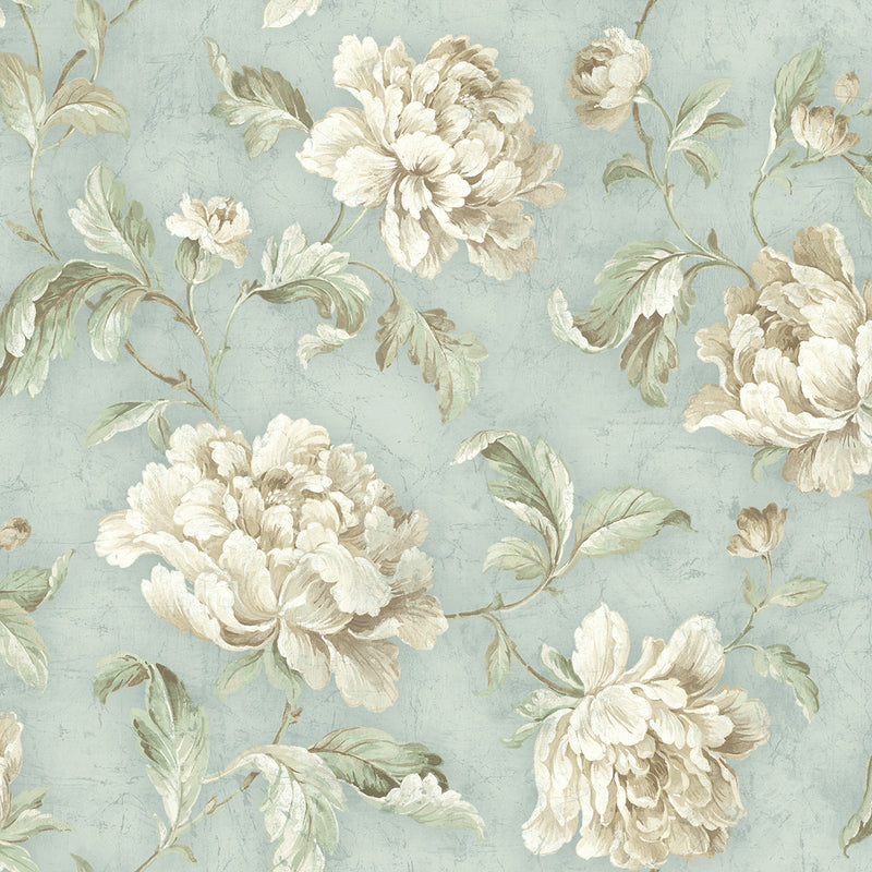 media image for sample vintage floral trail wallpaper in vintage blue from the vintage home 2 collection by wallquest 1 262