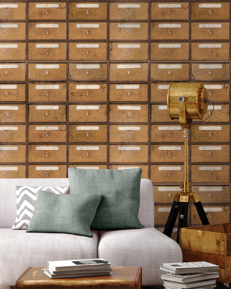 media image for Vintage Pharmacy Wallpaper in Brown and White from the Eclectic Collection by Mind the Gap 231