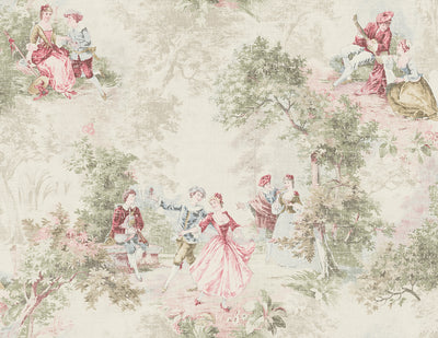 product image of sample vintage toile wallpaper in vintage pink from the vintage home 2 collection by wallquest 1 510
