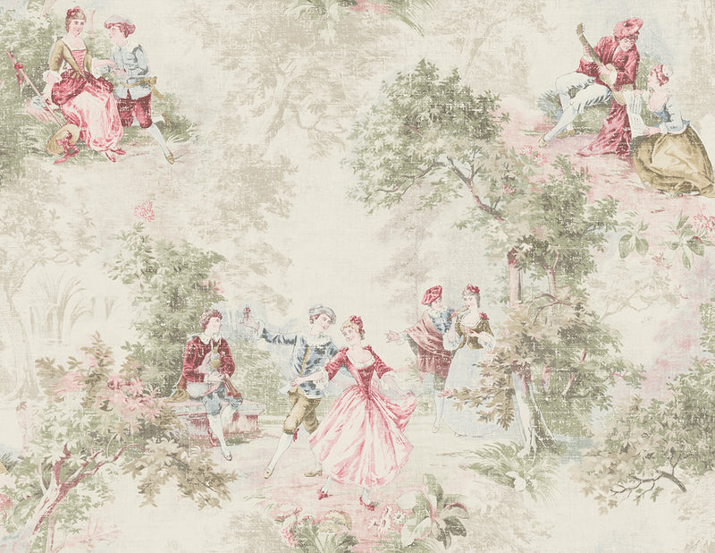 media image for sample vintage toile wallpaper in vintage pink from the vintage home 2 collection by wallquest 1 244