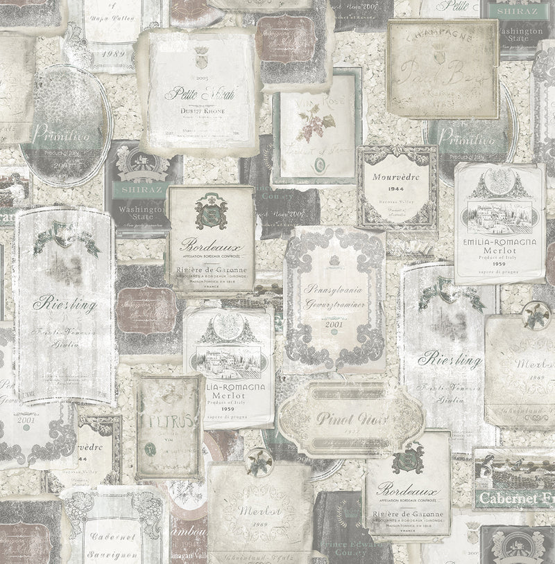 media image for Vintage Wine Wallpaper in Aged Neutral from the Vintage Home 2 Collection by Wallquest 29