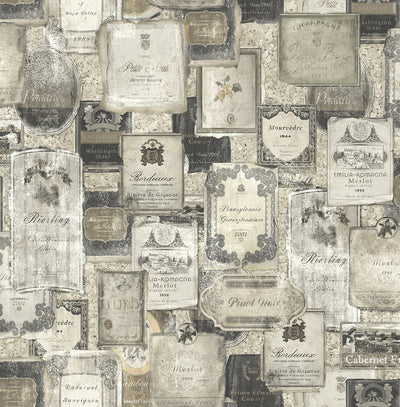 product image of sample vintage wine wallpaper in charcoal from the vintage home 2 collection by wallquest 1 527