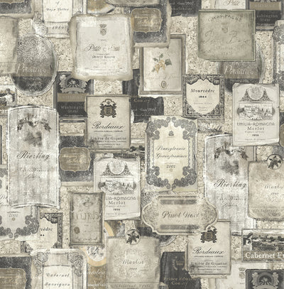 product image of sample vintage wine wallpaper in charcoal from the vintage home 2 collection by wallquest 1 581