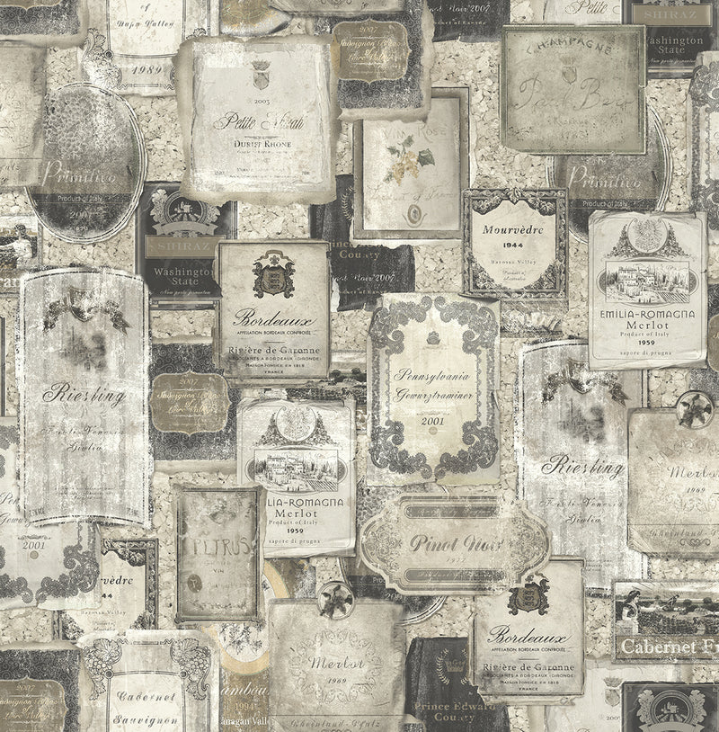 media image for Vintage Wine Wallpaper in Charcoal from the Vintage Home 2 Collection by Wallquest 267