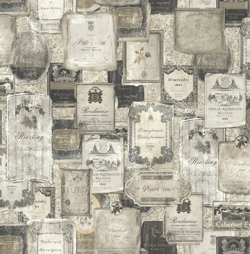 media image for sample vintage wine wallpaper in charcoal from the vintage home 2 collection by wallquest 1 220