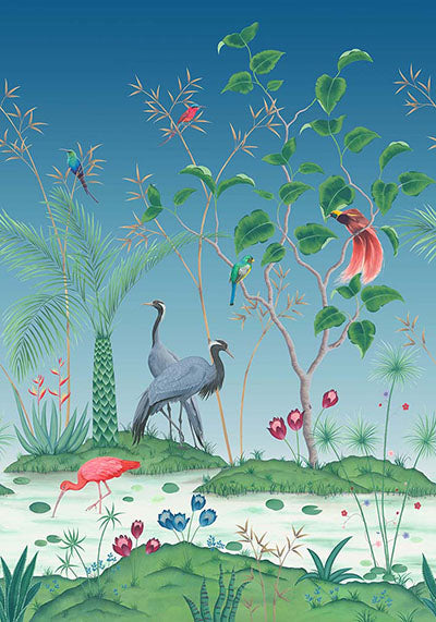 media image for Mirage Azure Blue Wallpaper from the Empyrea Collection by Osborne & Little 222