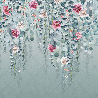 product image for Eucalyptus Aqua/Pink Wallpaper from the Empyrea Collection by Osborne & Little 2