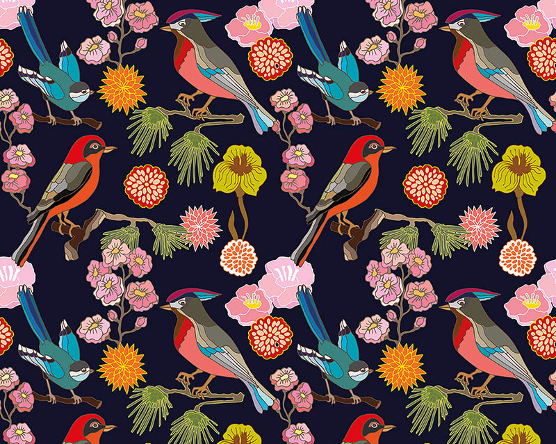 media image for Floral Birds Wall Mural 280