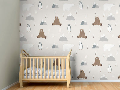 product image for Winter With Animal Friends Wall Mural 98