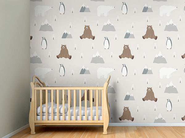 media image for Winter With Animal Friends Wall Mural 252